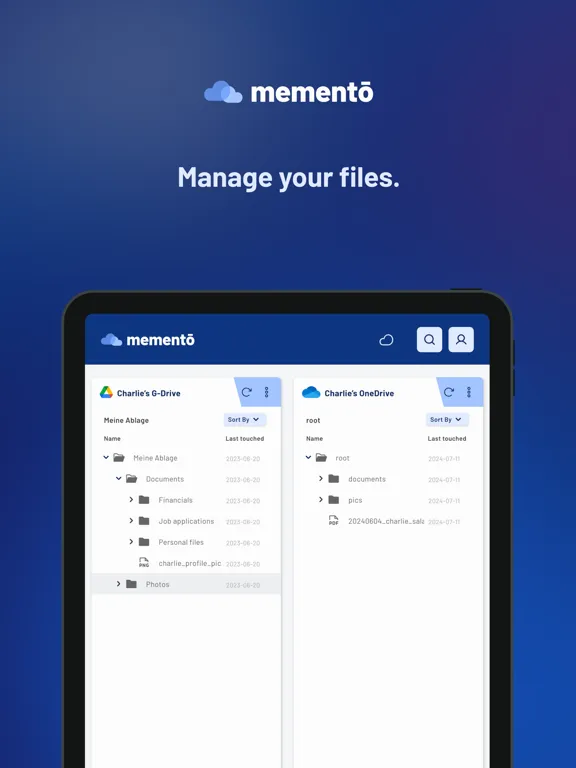 memento File Manager iPad  Screenshots