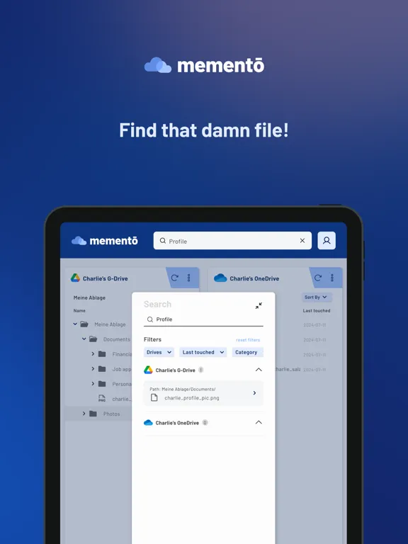 memento File Manager iPad  Screenshots