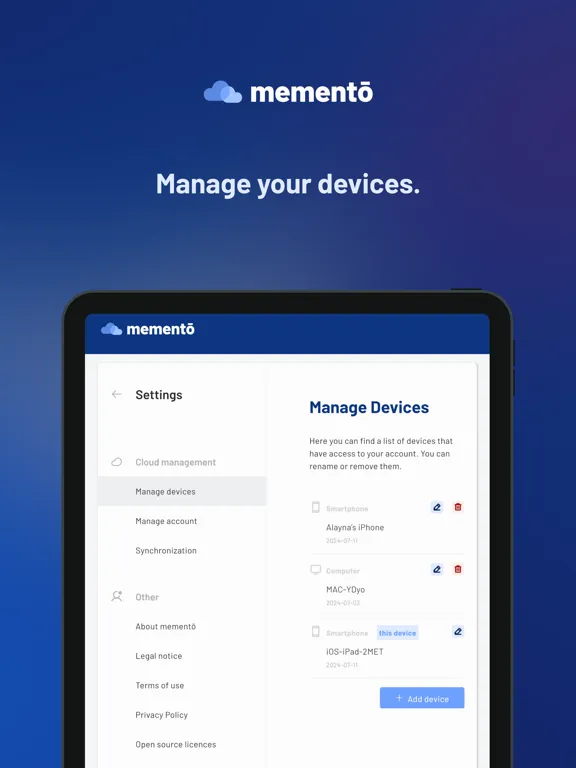 memento File Manager iPad  Screenshots