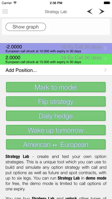 Ảnh chụp màn hình của iOptioneer - option strategies