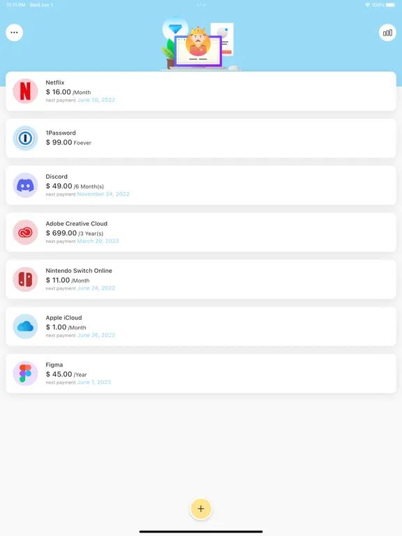 ภาพหน้าจอของ The Subs - Subscriptions Track iPad 