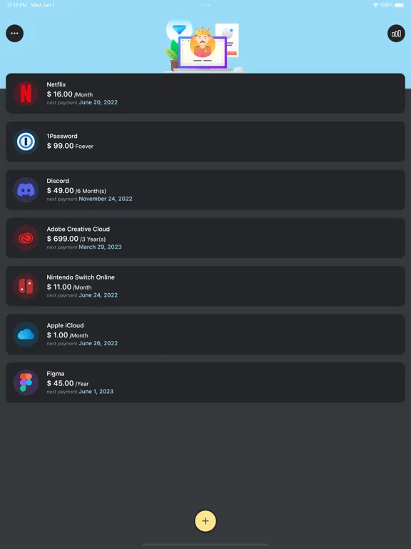 ภาพหน้าจอของ The Subs - Subscriptions Track iPad 