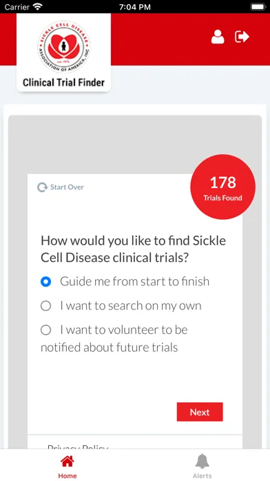 SCDAA Clinical Trial Finder Screenshots