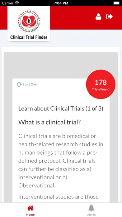 SCDAA Clinical Trial Finder Screenshots