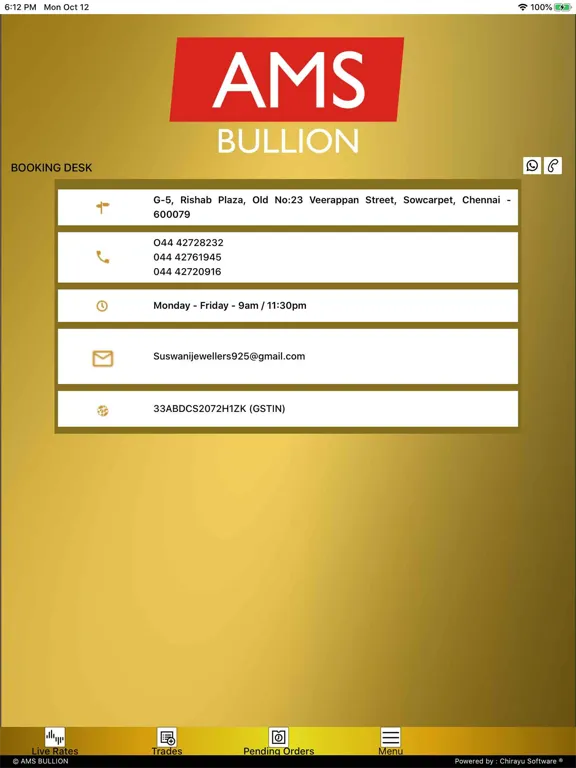 AMS Bullion iPad  Screenshots
