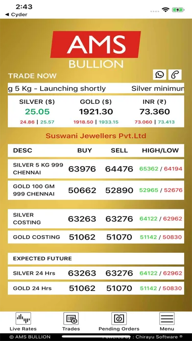AMS Bullion Screenshots