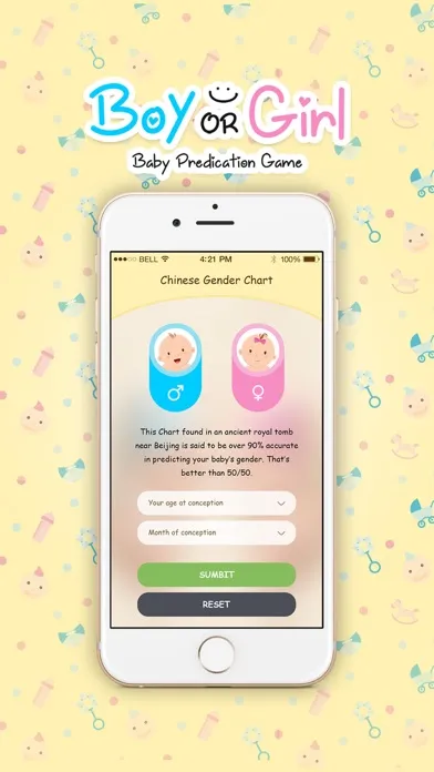 Capturas de tela do Baby Prediction App