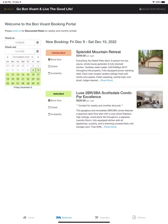 Tangkapan layar Bon Vivant Properties iPad 