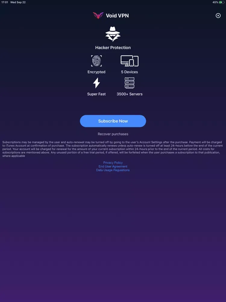 Void VPN safe VPN & Wifi Proxy iPad 應用截圖