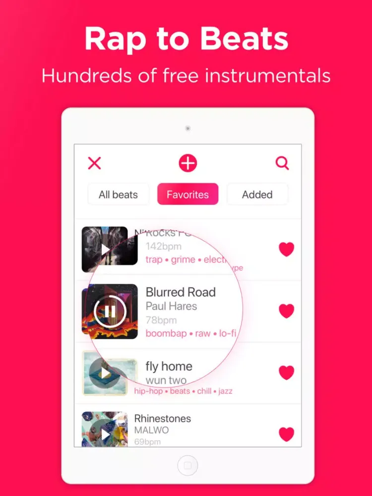 Tangkapan layar Rap over Beats. Freestyle app iPad 