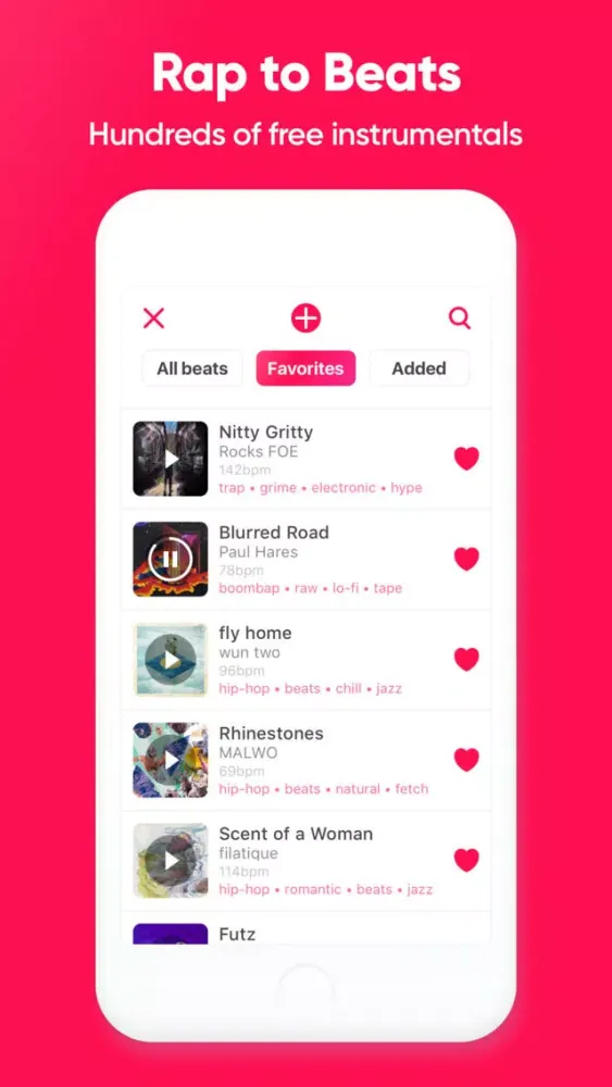 Tangkapan layar Rap over Beats. Freestyle app