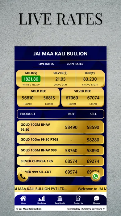 Tangkapan skrin JMK Bullion - Jhansi