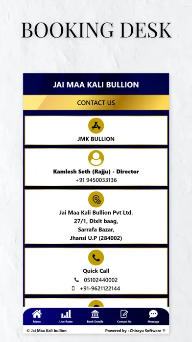 Tangkapan skrin JMK Bullion - Jhansi
