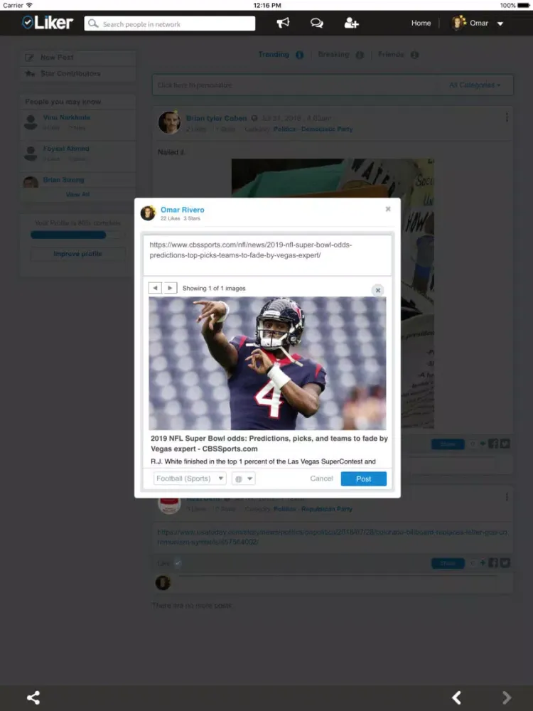 Ảnh chụp màn hình của Liker iPad 