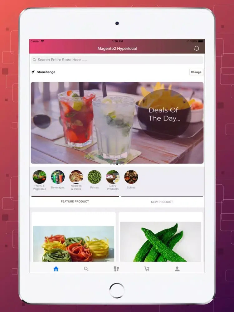 Tangkapan skrin Magento2 Hyperlocal Mobile App iPad 