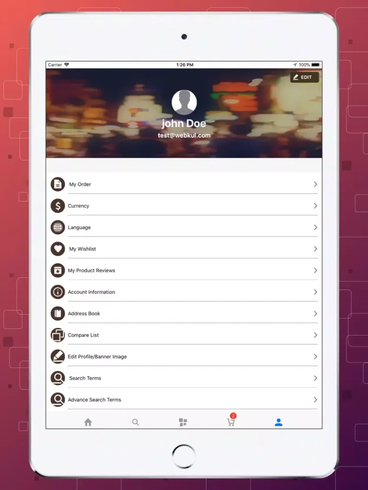 Tangkapan skrin Magento2 Hyperlocal Mobile App iPad 