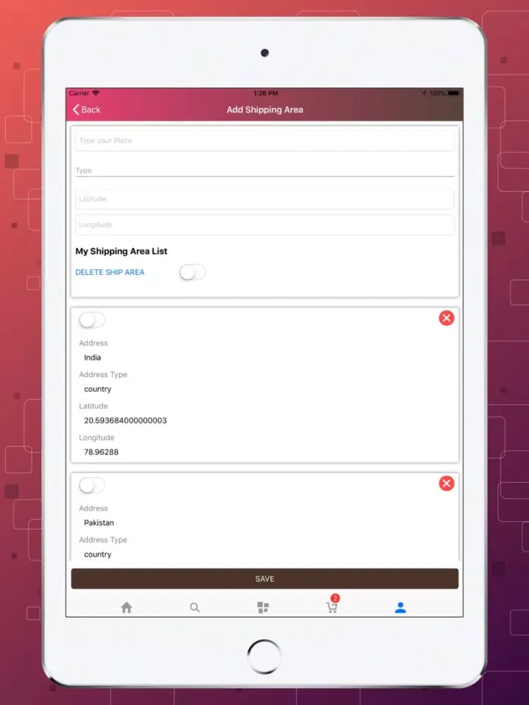 Tangkapan skrin Magento2 Hyperlocal Mobile App iPad 