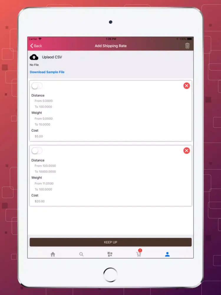 Tangkapan skrin Magento2 Hyperlocal Mobile App iPad 