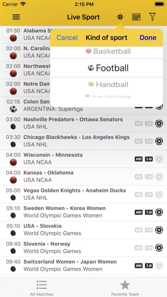 My Live Sport TV Screenshots