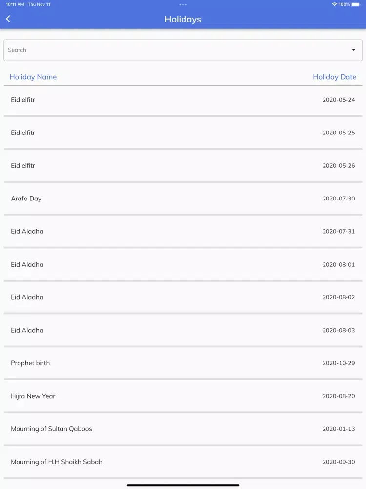 Leave Management - Sabahrad iPad  Screenshots