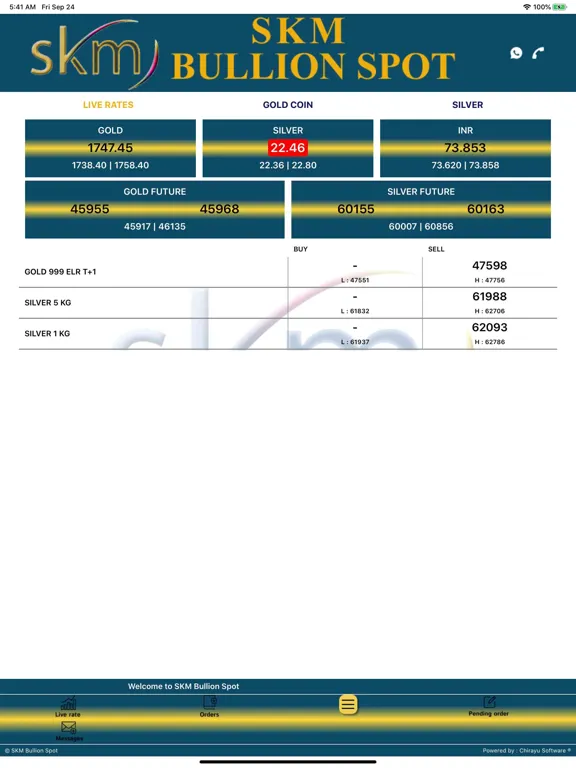 Capturas de tela do SKM Bullion Spot iPad 