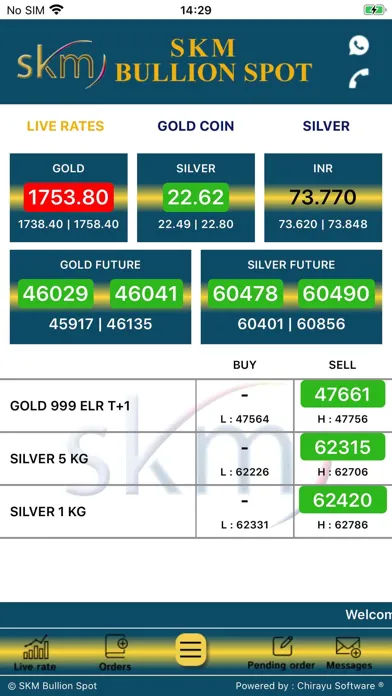 Capturas de tela do SKM Bullion Spot