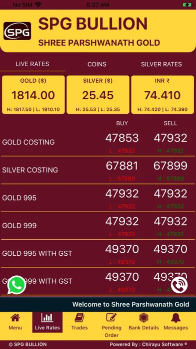 Capturas de tela do SPG Bullion