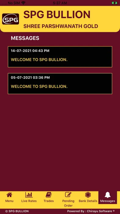 Capturas de tela do SPG Bullion