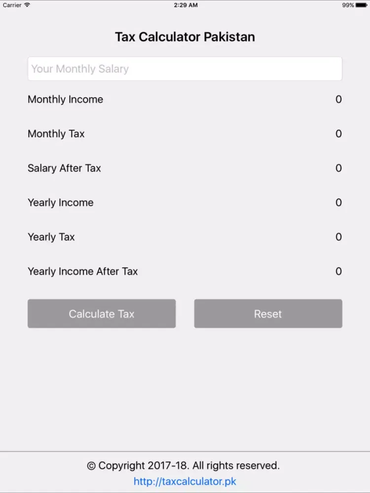 Tax Calculator - Pakistan iPad  Screenshots