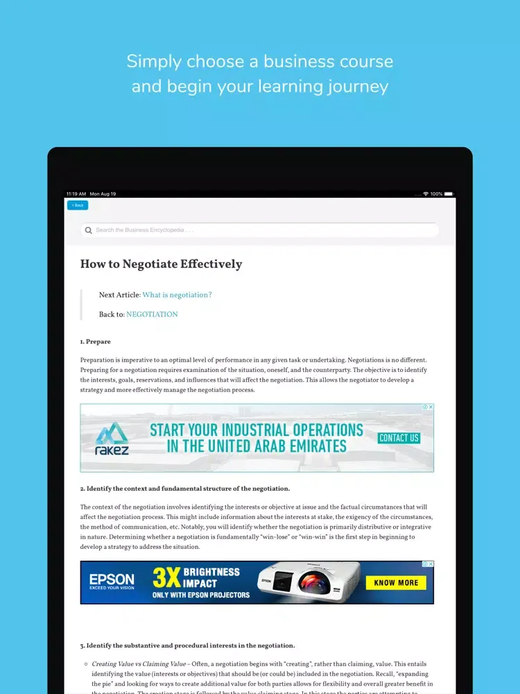 Ảnh chụp màn hình của The Business Professor iPad 