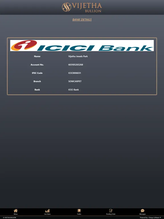 Vijetha Bullion iPad  স্ক্রিনশট
