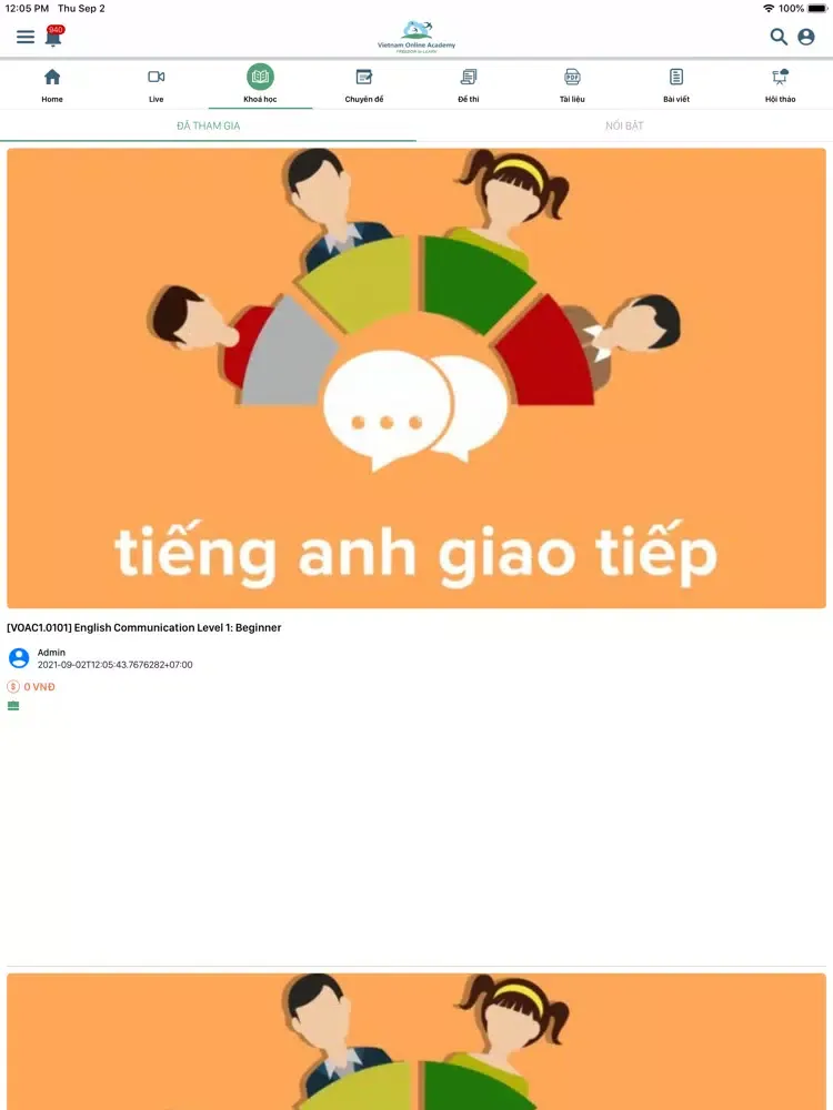 Capturas de tela do VOA - Vietnam Online Academy iPad 