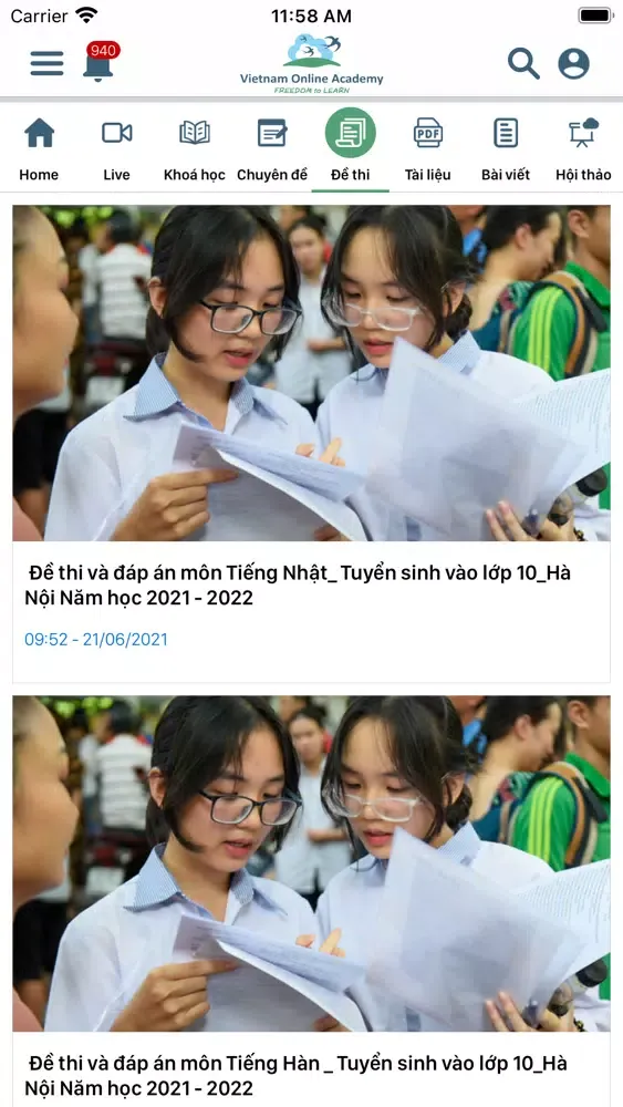 Capturas de tela do VOA - Vietnam Online Academy