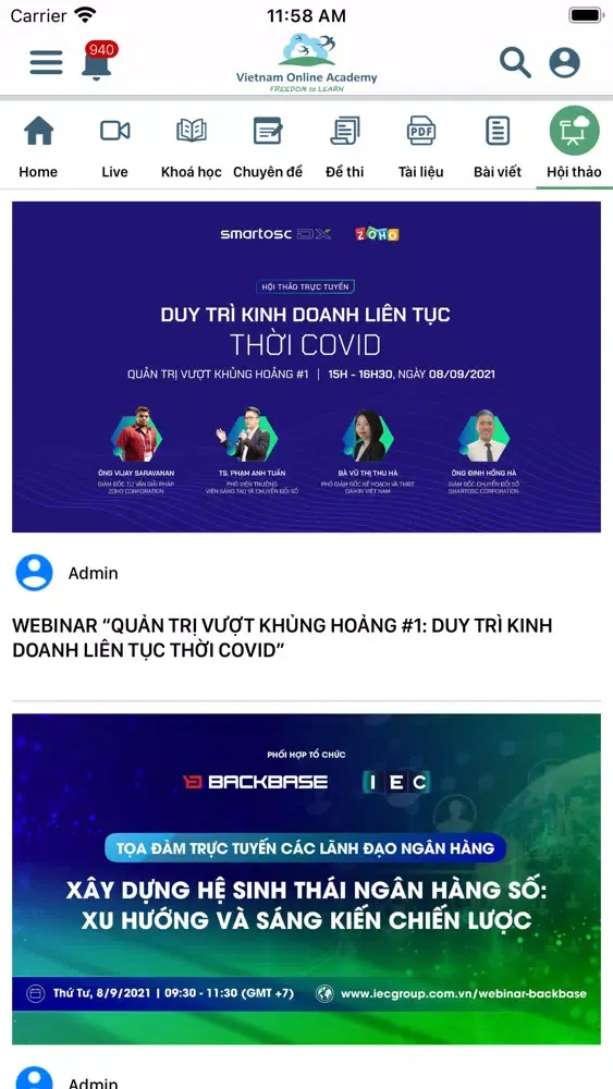 Capturas de tela do VOA - Vietnam Online Academy