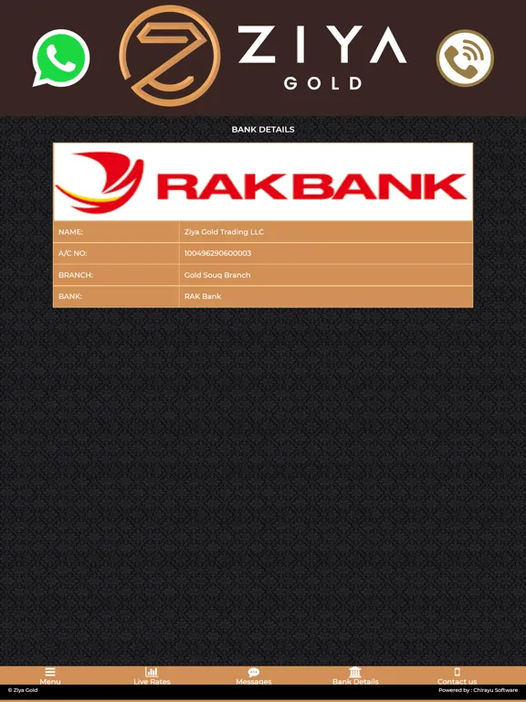Tangkapan skrin Ziya Gold iPad 