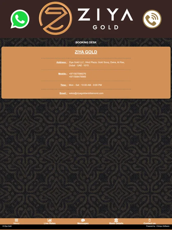 Tangkapan skrin Ziya Gold iPad 