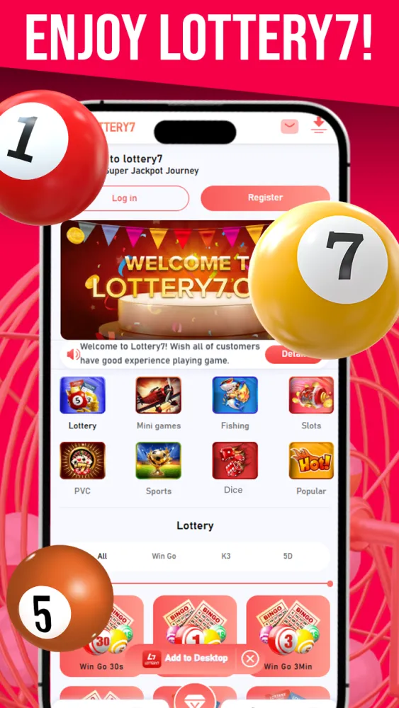 Capturas de tela do Lottery7