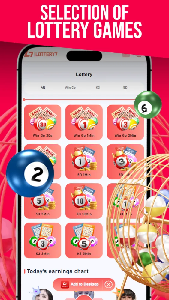 Capturas de tela do Lottery7