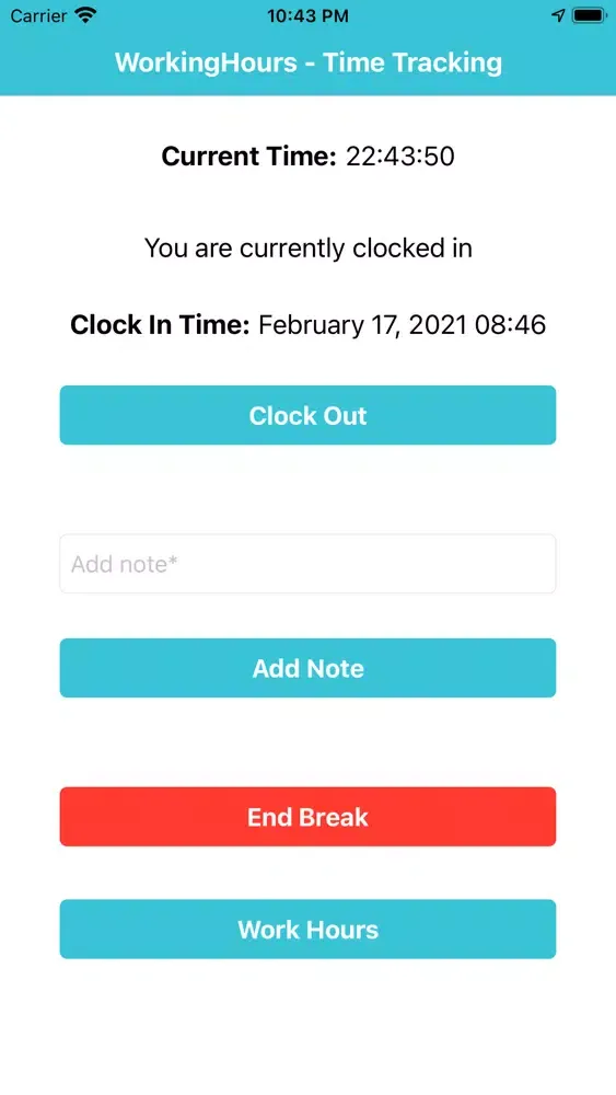 Ảnh chụp màn hình của Working Hours - Time tracking