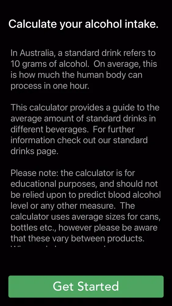 Standard Drinks Calculator スクリーンショット