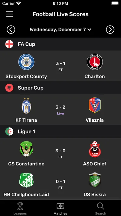 Tangkapan skrin Football Live Scores - Soccer