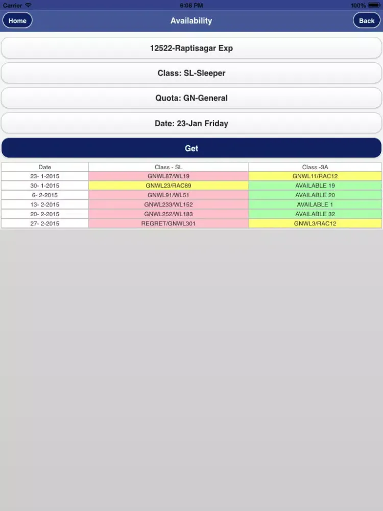 Capturas de tela do Rail PNR Inquiry - IRCTC Info iPad 