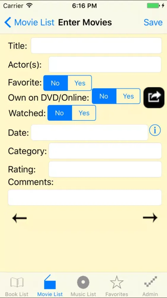 Ảnh chụp màn hình của RecordLists