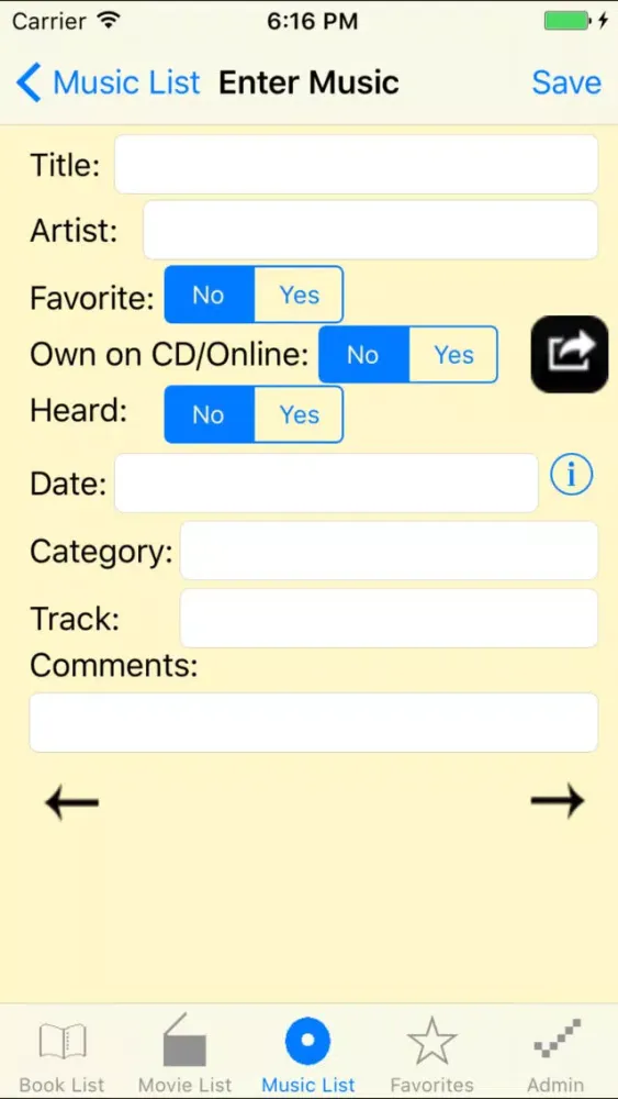 Ảnh chụp màn hình của RecordLists