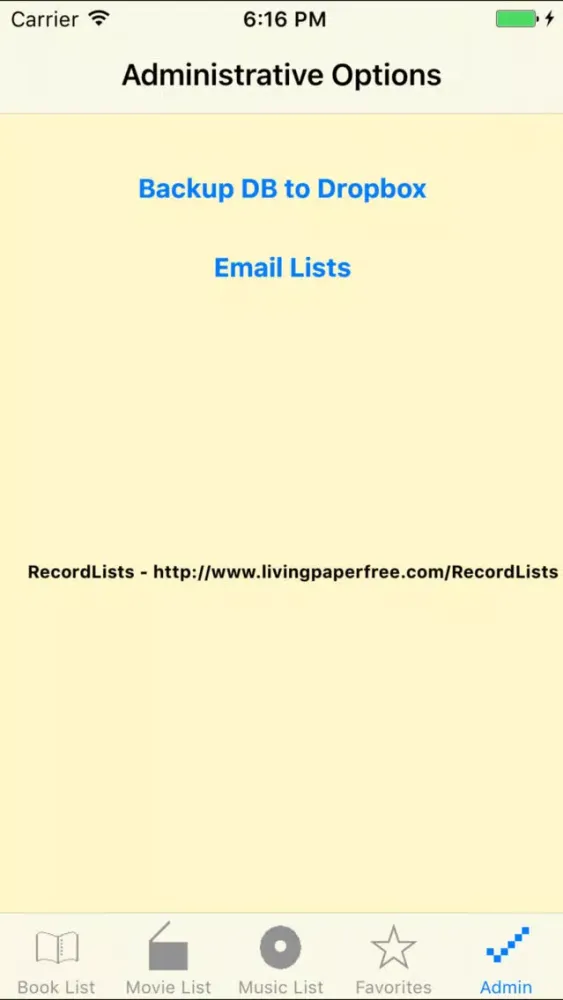 Ảnh chụp màn hình của RecordLists