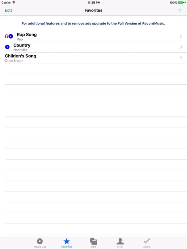 Ảnh chụp màn hình của RecordMusic Lite iPad 