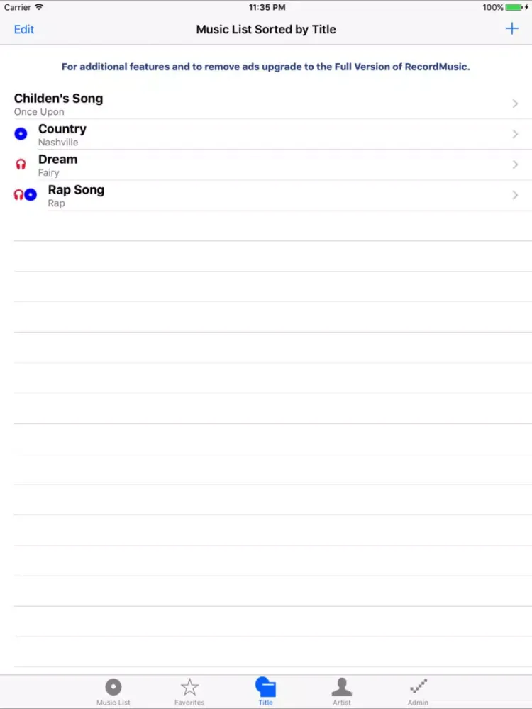 Ảnh chụp màn hình của RecordMusic Lite iPad 