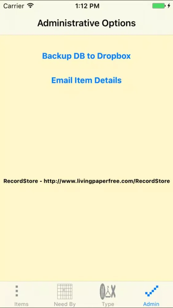 Capturas de tela do RecordStore