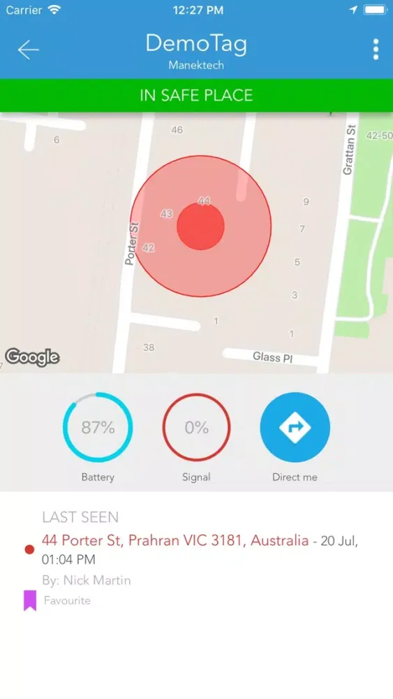 Tangkapan layar iottag - Asset Tracker