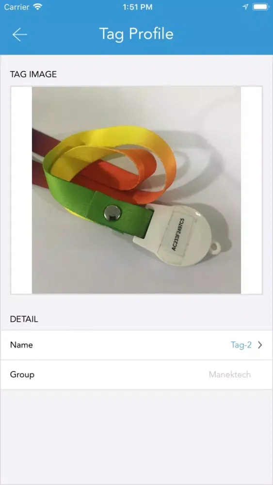 Tangkapan layar iottag - Asset Tracker